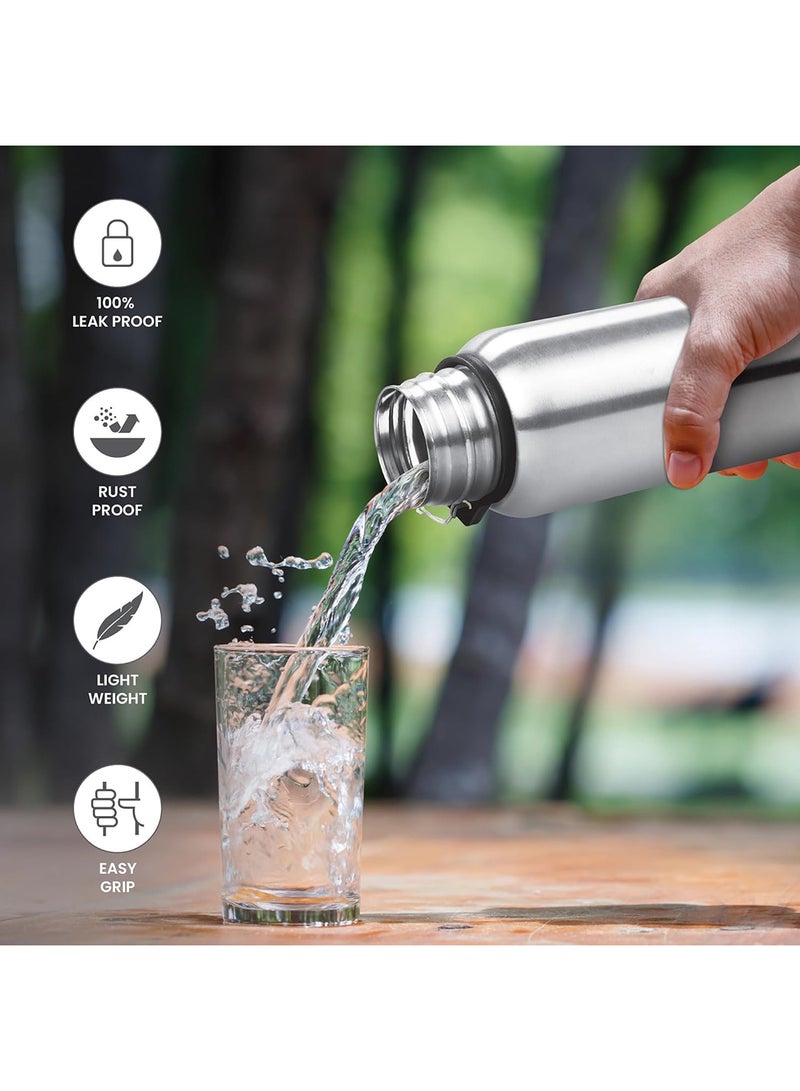 Milton Stainless Steel Water Bottle 690ml Leak Proof Single Wall with Carry Handle for School Travel and Office - Image 2